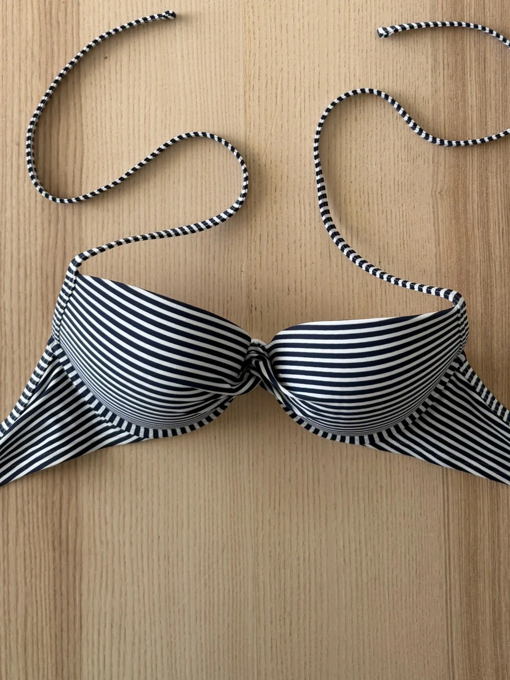 Vintage Y2K Aerie Navy White Striped Halter Bikini Top Push Up Swim Top XS